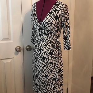 Black and white wrap dress